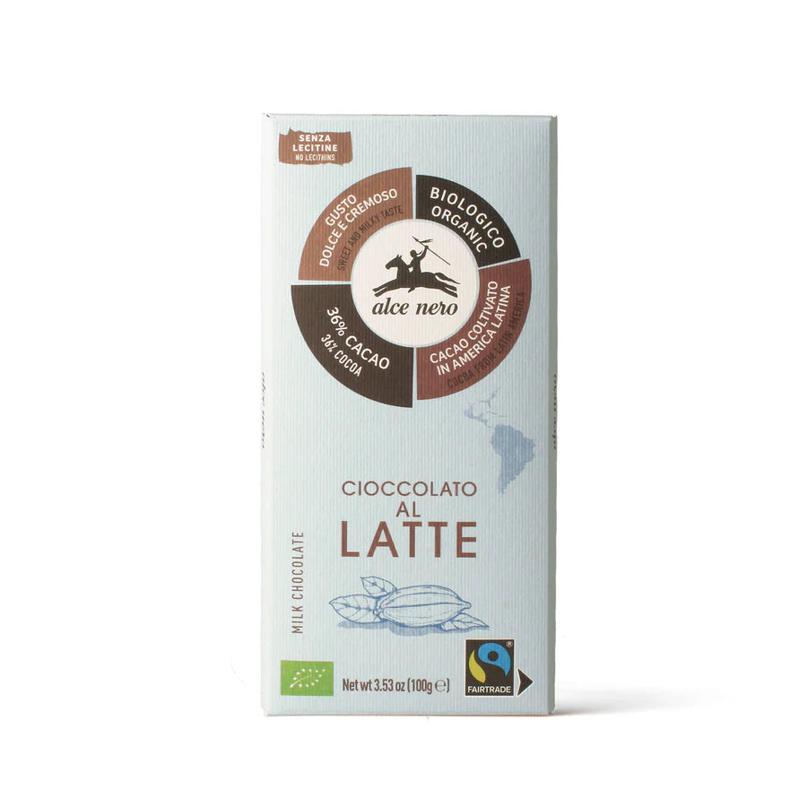 Cioccolato al latte 36% biologico 100 GR - ALCE NERO