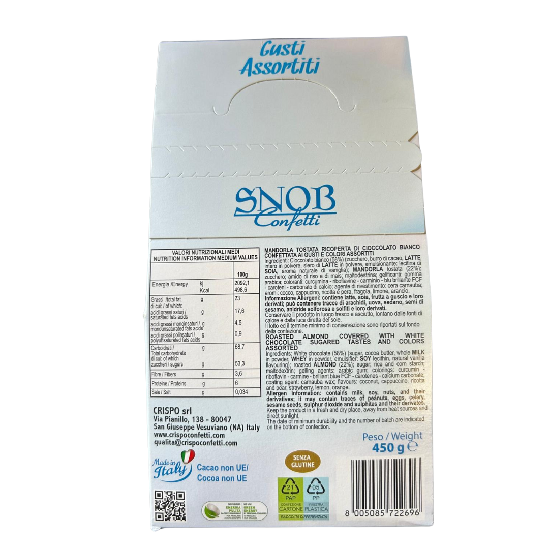 CONFETTI CRISPO SNOB GUSTI E COLORI ASSORTITI MANDORLA TOSTATA- 450 GR