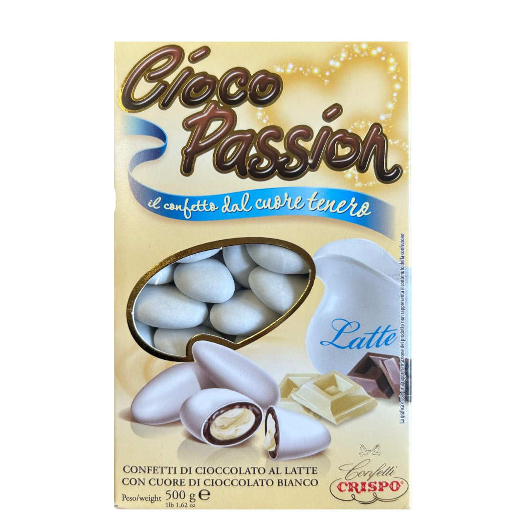 Sugared almonds of milk chocolate with white chocolate heart - 500 gr