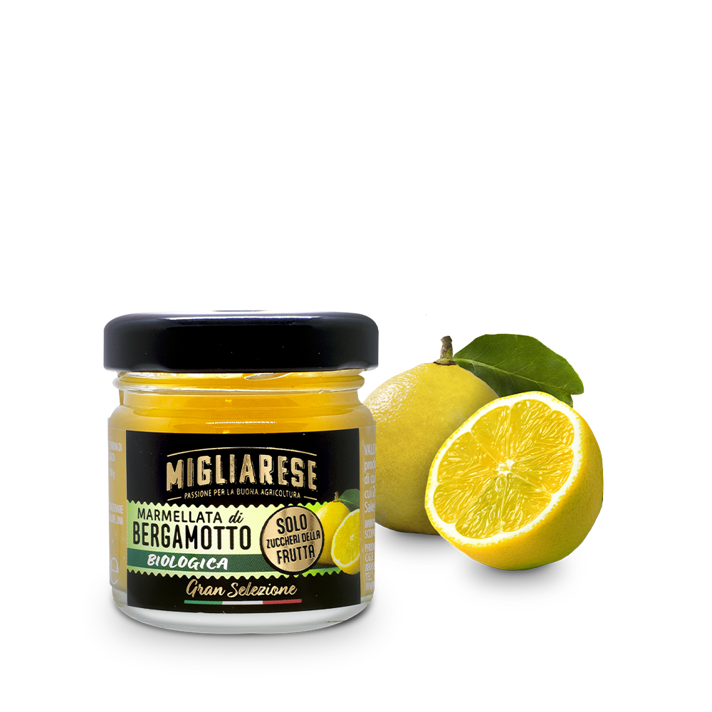 Marmellata biologica di bergamotto - solo con zucchero di frutta naturale d'uva - Migliarese - 35 g