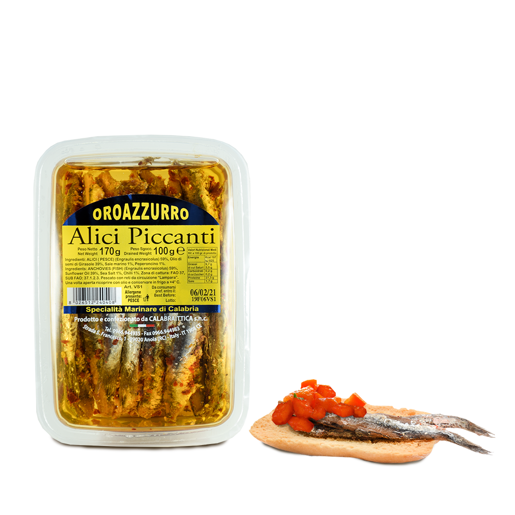 Pesce - Alici - Alici piccanti in vaschetta - Calabraittica - 170g