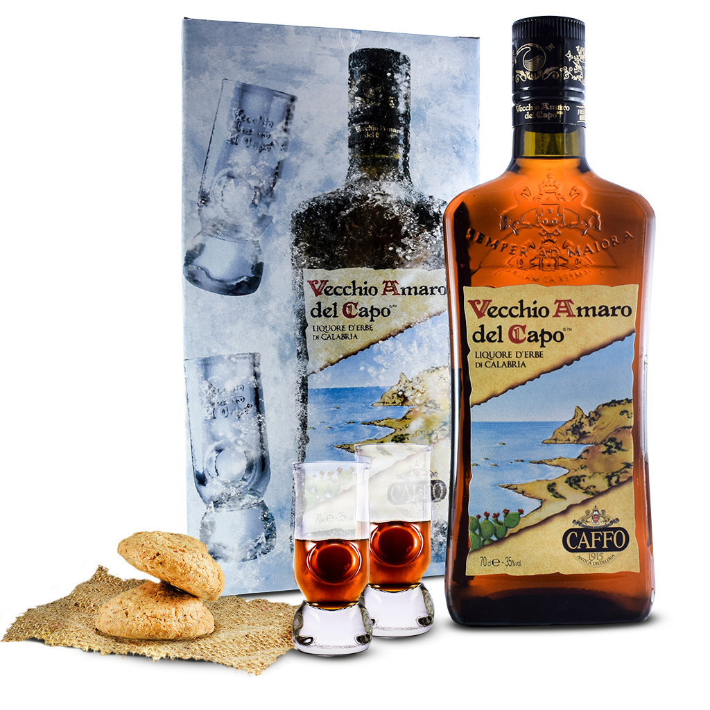 Amaro - Vecchio Amaro del capo confezione regalo - Caffo - 70cl (astuccio con 2 bicchieri)