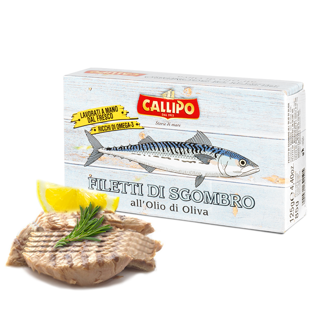 Fish - Mackerel tin - Cleaning fillets with grilled olive oil - Callipo - 120g