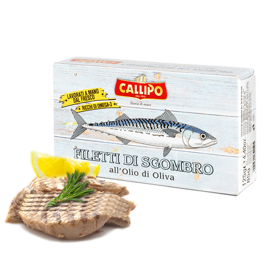 Pesce - Sgombro latta - Filetti di sgombro all'olio d'oliva grigliati - Callipo - 120g