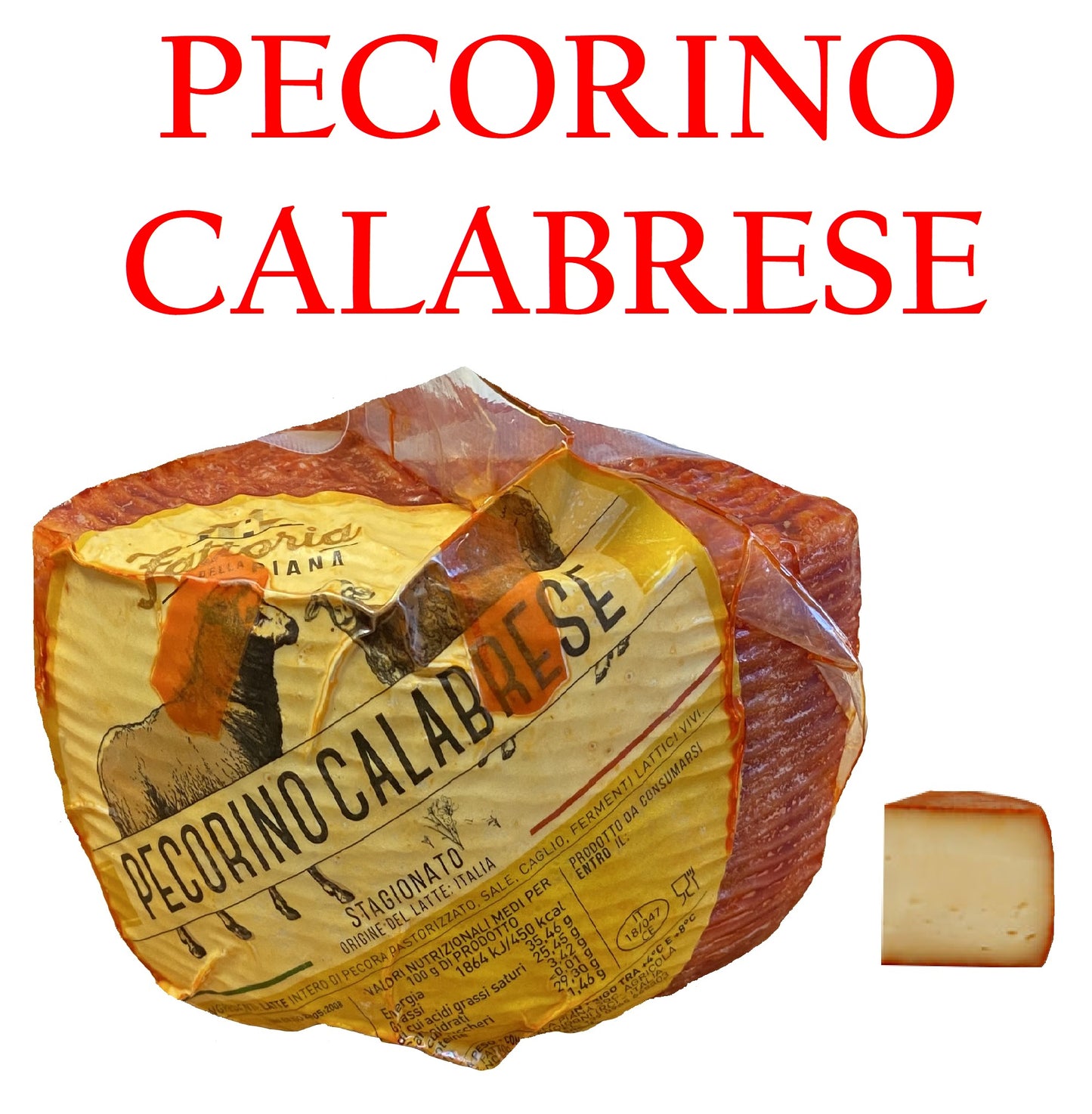 Formaggio pecorino Calabrese STAGIONATO al Peperoncino - Fattoria della Piana - 400 gr ca