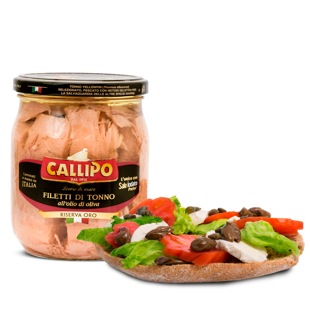 Pesce - Tonno vetro - Filetti di tonno Yellowfin - Riserva oro - Callipo - 550gr