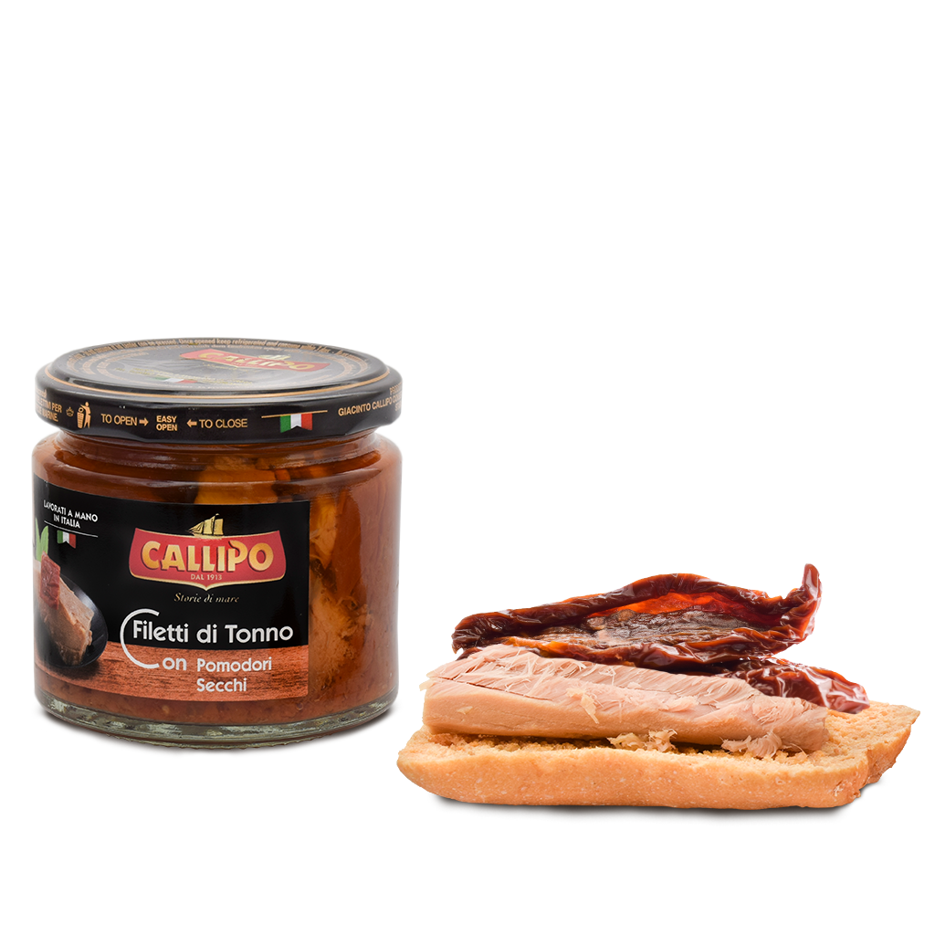Pesce - Tonno vetro - Filetti di tonno con pomodori secchi - Callipo - 200g
