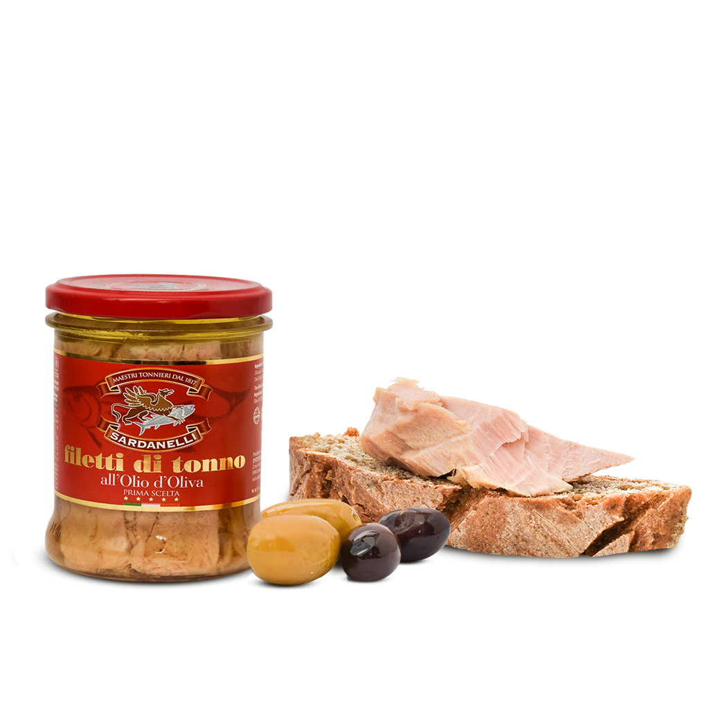 Pesce - Tonno vetro - Filetti di tonno in olio di oliva - Prima scelta Sardanelli - 190g