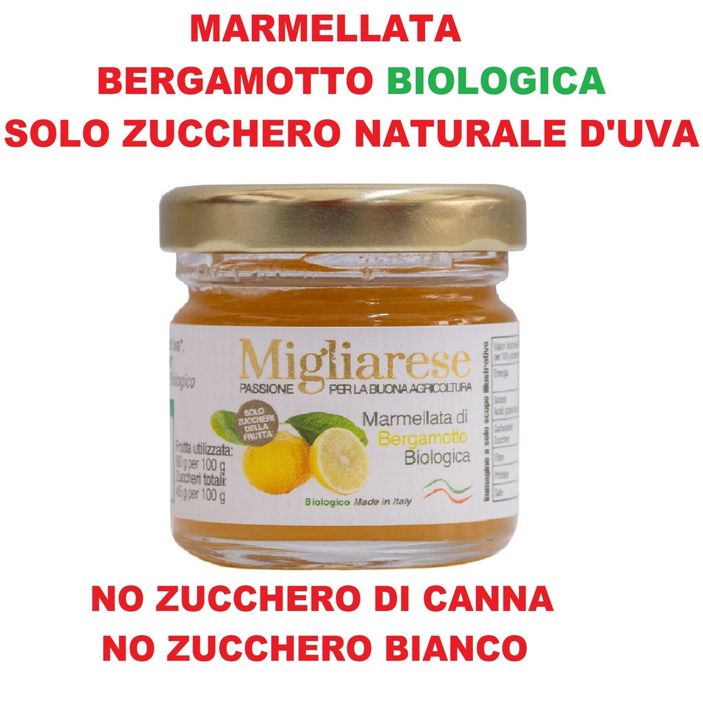 Marmellata biologica di bergamotto - solo con zucchero di frutta naturale d'uva - Migliarese - 35 g