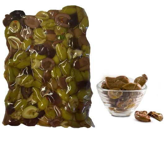 Olive - Olive verdi e nere schiacciatelle - Morabito Pietro S. - 200g