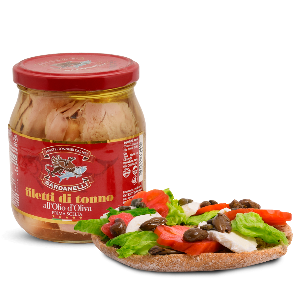Pesce - Tonno vetro - Filetti di tonno in olio di oliva - Prima scelta Sardanelli - 540g