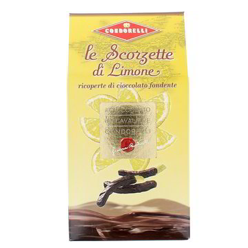 SCORZETTE DI LIMONE RICOPERTE AL CIOCCOLATO FONDENTE 130 g - condorelli