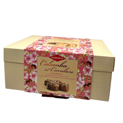 Colomba del Cavaliere classica glassata alle nocciole e decorata con mandorle e pistacchi  - Condorelli 1kg