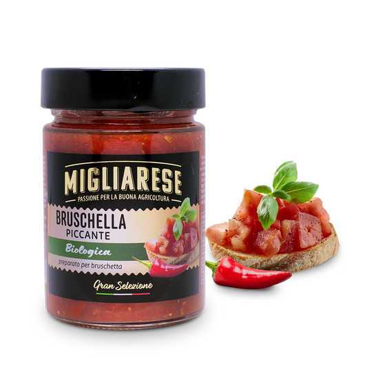 Bruschella piccante - preparato per bruschetta biologico - Migliarese - 320 gr