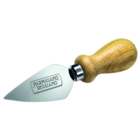 Coltellino per formaggio in acciaio inox con manico in legno