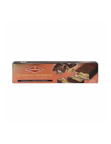 Torrone morbido con mandorle e pistacchi ricoperto al cioccolato fondente 100 gr - Condorelli