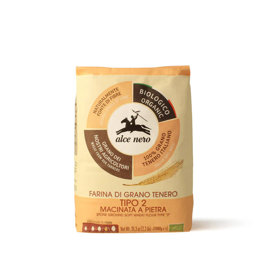 Farina di grano tenero tipo "2" biologica macinata a pietra 1 kg  - Alce nero