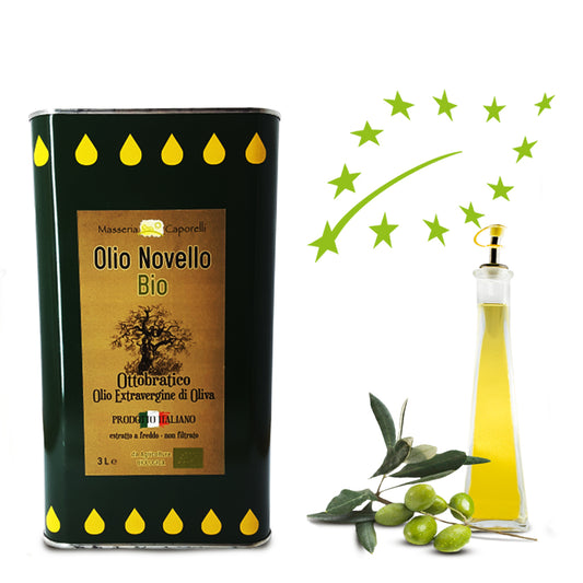 Olio extravergine di oliva Delicato NOVELLO - biologico - Masseria Caporelli - 3l