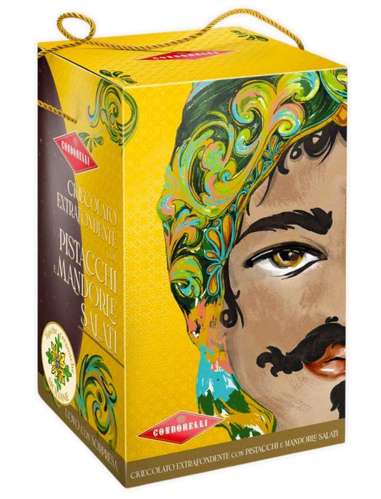 Uovo al cioccolato extrafondente con mandorle e pistacchi salati - condorelli 250g