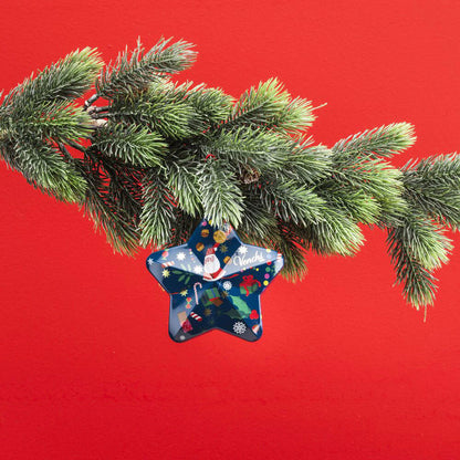 Latta regalo con cioccolatini a forma di Stella di Natale Blu o Rossa - 37 g  VENCHI