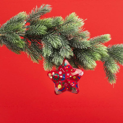 Latta regalo con cioccolatini a forma di Stella di Natale Blu o Rossa - 37 g  VENCHI