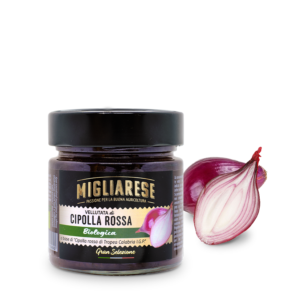 Vellutata di cipolla rossa biologica - a base di cipolla rossa di Tropea CALABRIA I.G.P. - Migliarese - 260 gr