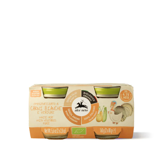 Omogeneizzato di carni bianche e verdure biologico  - 2X80 GR - Alce nero