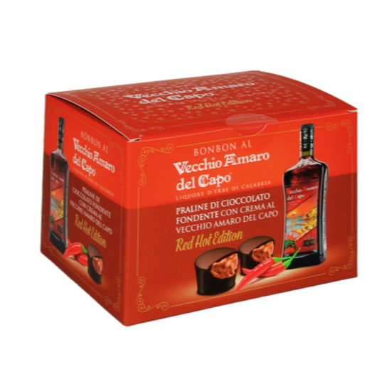 Amaro - Vecchio Amaro del capo al peperoncino - Praline di cioccolato fondente con crema al Vecchio Amaro del capo al peperoncino - Caffo -250g