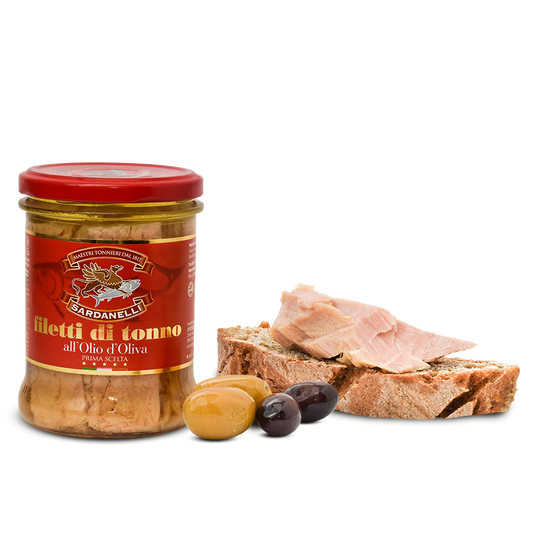 Pesce - Tonno vetro - Filetti di tonno in olio di oliva - Prima scelta Sardanelli - 300g