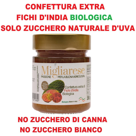 Confettura extra di fichi d'india biologica - solo con zucchero di frutta naturale d'uva - Migliarese - 280g