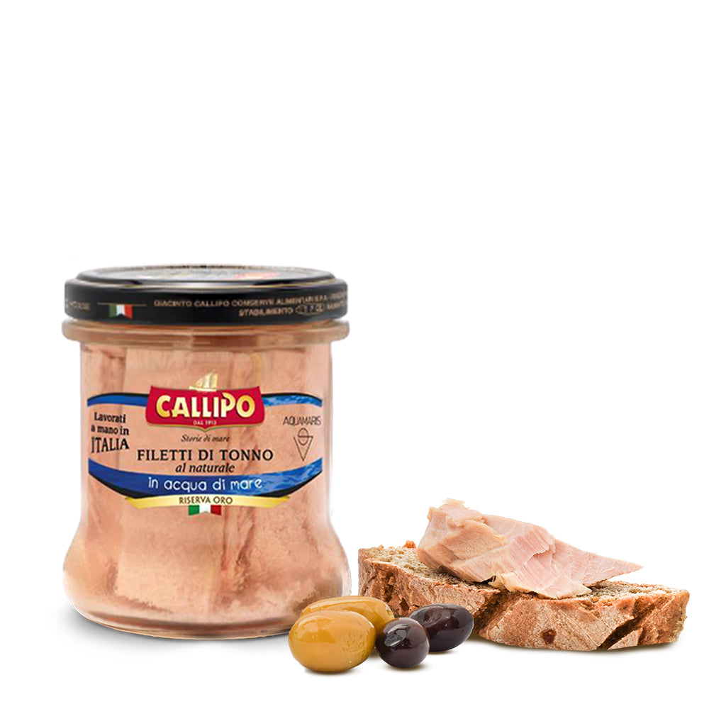 Pesce - Tonno vetro - Filetti di tonno al naturale in acqua di mare Aquamaris - Callipo - 150g
