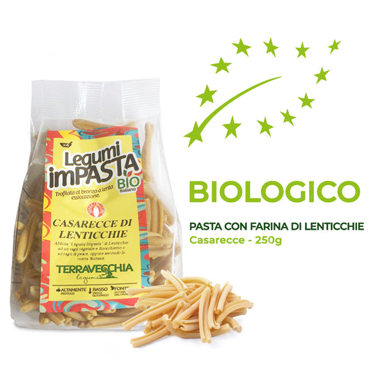 Pasta biologica di legumi - Casarecce di lenticchie - Terravecchia - 250g