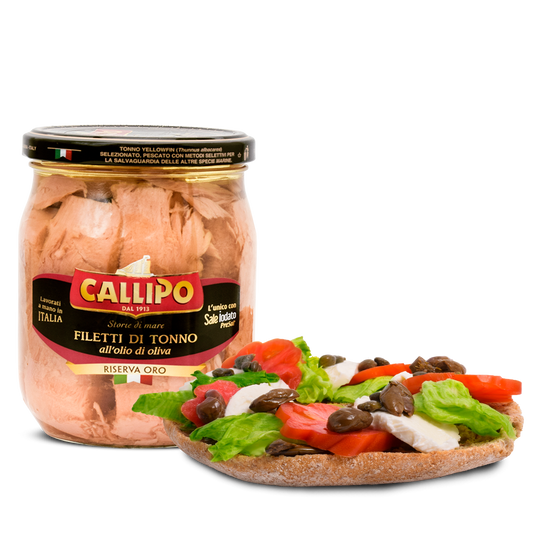 Pesce - Tonno vetro - Filetti di tonno Yellowfin - Riserva oro - Callipo - 550gr