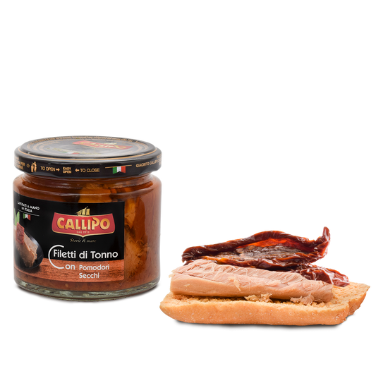 Pesce - Tonno vetro - Filetti di tonno con pomodori secchi - Callipo - 200g