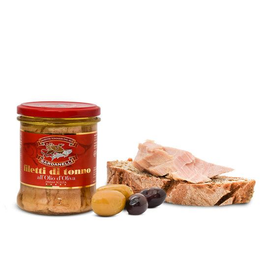 Pesce - Tonno vetro - Filetti di tonno in olio di oliva - Prima scelta Sardanelli - 190g