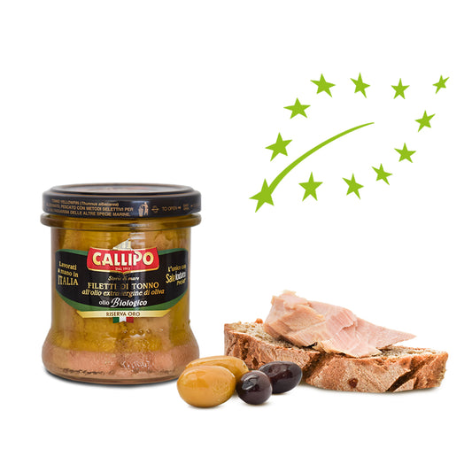 Pesce - Tonno vetro - Filetti di tonno all'olio extravergine d'oliva biologico - Callipo - 150g