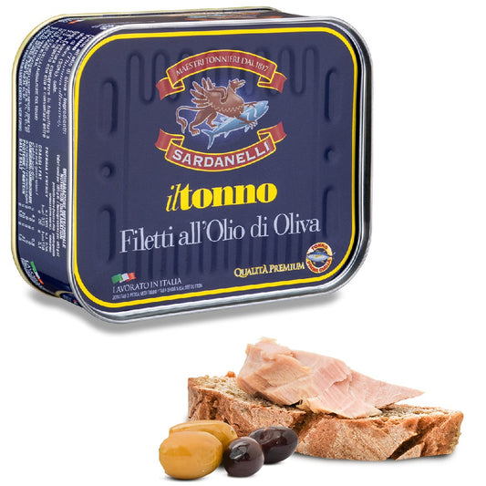 Pesce - Tonno latta - Filetti di tonno all'olio di oliva - Qualità Premium - Sardanelli - 350g