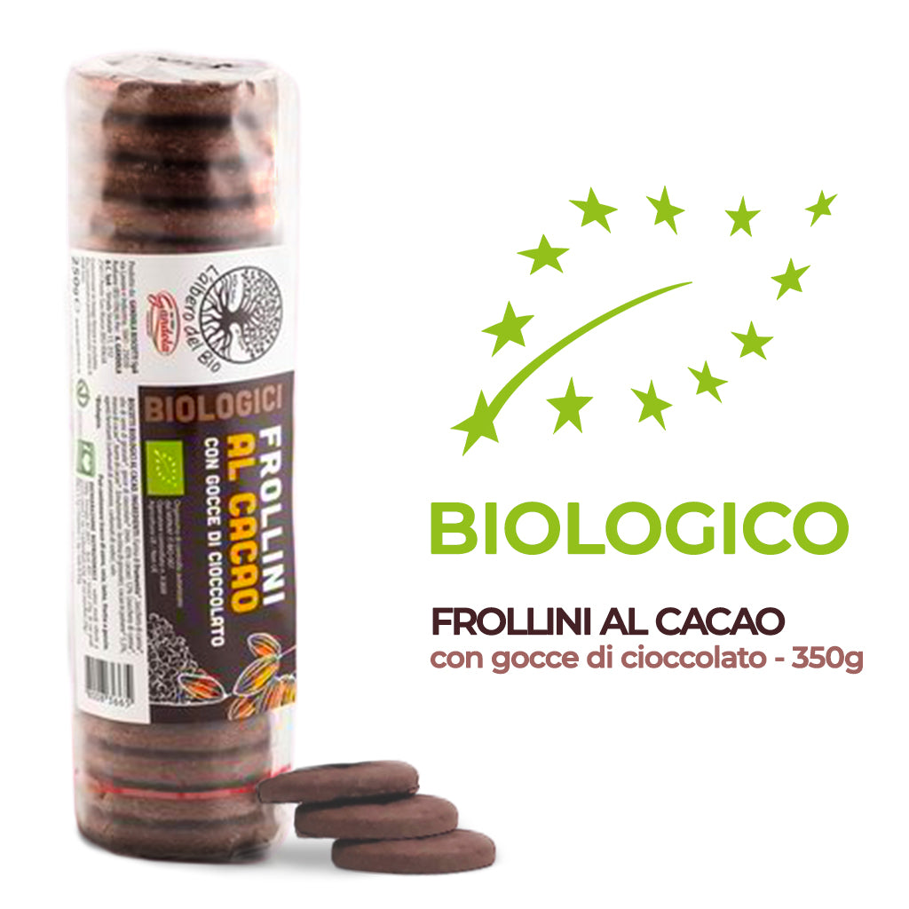 Biscuits - Biological shortbreads with cocoa with chocolate chips - Gandola - 250g