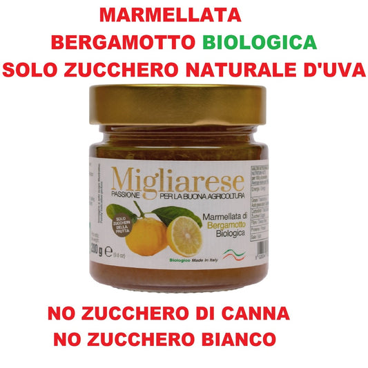 Marmellata biologica di bergamotto - solo con zucchero di frutta naturale d'uva - Migliarese - 280g