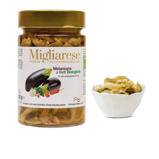 Melanzane a filetti biologiche in olio EVO - Migliarese - 320 gr