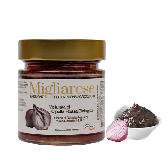 Vellutata di cipolla rossa biologica - a base di cipolla rossa di Tropea CALABRIA I.G.P. - Migliarese - 280 gr
